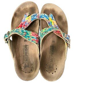 Mephisto Helen Sandals Size 36 US 6  Multicolor Leather Slip On Buckle Strap